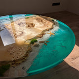 Custom Poplar Epoxy Resin Round Coffee Table Blue Resin CRT-25