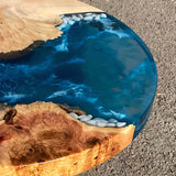 Custom Poplar Epoxy Resin Round Coffee Table Blue Waves CRT-23