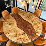 Custom Poplar Epoxy Resin Round Coffee Table Orange Resin CRT-22