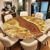 Custom Poplar Epoxy Resin Round Coffee Table Orange Resin CRT-22