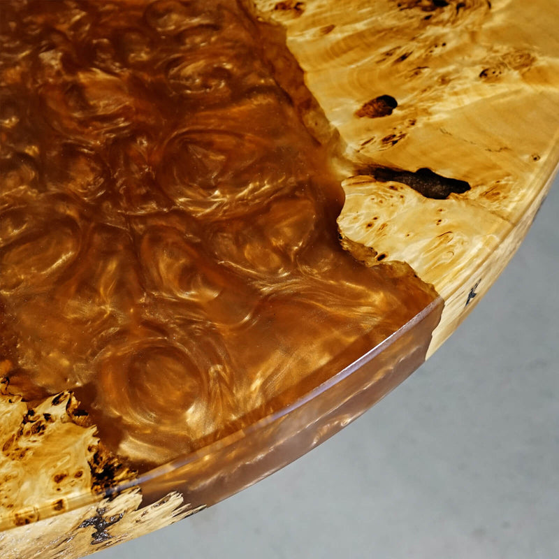 Custom Poplar Epoxy Resin Round Coffee Table Orange Resin CRT-22