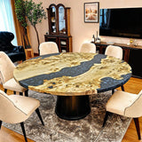 Custom Poplar Epoxy Resin Round Coffee Table Silver Resin CRT-21
