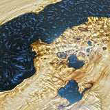 Custom Poplar Epoxy Resin Round Coffee Table Silver Resin CRT-21