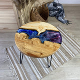 Custom Poplar Epoxy Resin Round Coffee Table Starry Resin CRT-20
