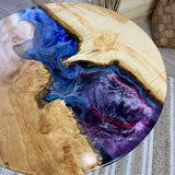 Custom Poplar Epoxy Resin Round Coffee Table Starry Resin CRT-20