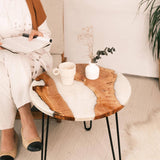 Custom Poplar Epoxy Resin Round Coffee Table White Resin CRT-19