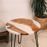 Custom Poplar Epoxy Resin Round Coffee Table White Resin CRT-19