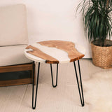 Custom Poplar Epoxy Resin Round Coffee Table White Resin CRT-19