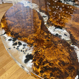 Custom Golden Camphor Epoxy Resin Round Coffee Table White Resin CRT-18