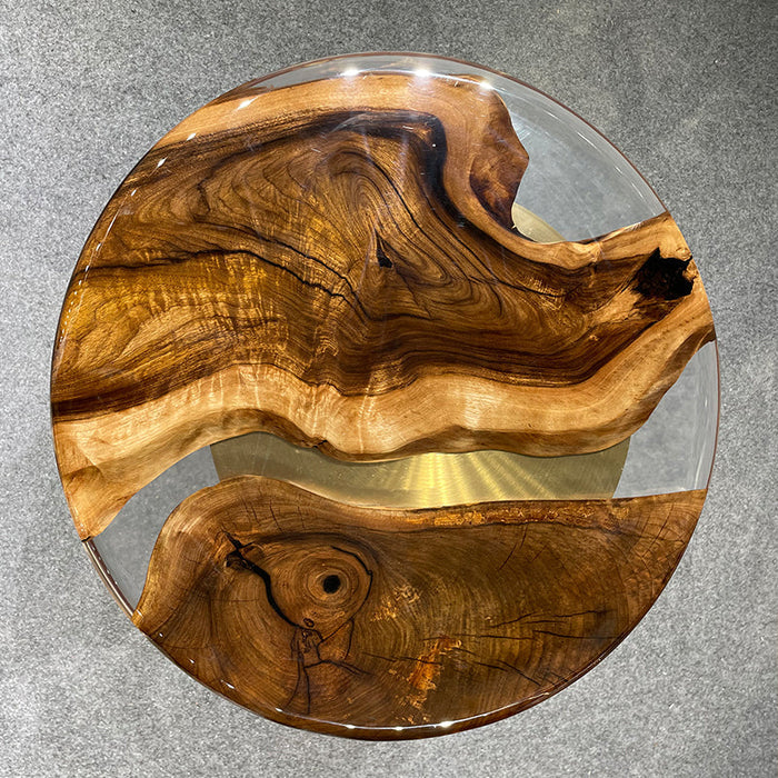 Custom Black Walnut Transparent Round Epoxy Coffee Table CRT-06