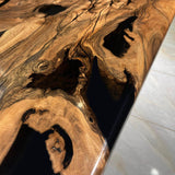 Custom Walnut Epoxy Resin River Table Black Resin WRT-07