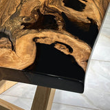 Custom Walnut Epoxy Resin River Table Black Resin WRT-07