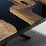 Custom Walnut Epoxy Resin River Table Black Resin WRT-15