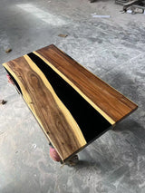 Custom Walnut Epoxy Resin River Table Black Resin WRT-14