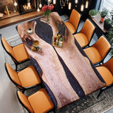 Custom Walnut Epoxy Resin River Table Black Resin WRT-40