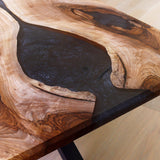 Custom Walnut Epoxy Resin River Table Black Resin WRT-40