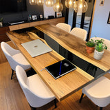 Custom Walnut Epoxy Resin River Table Black Resin WRT-05