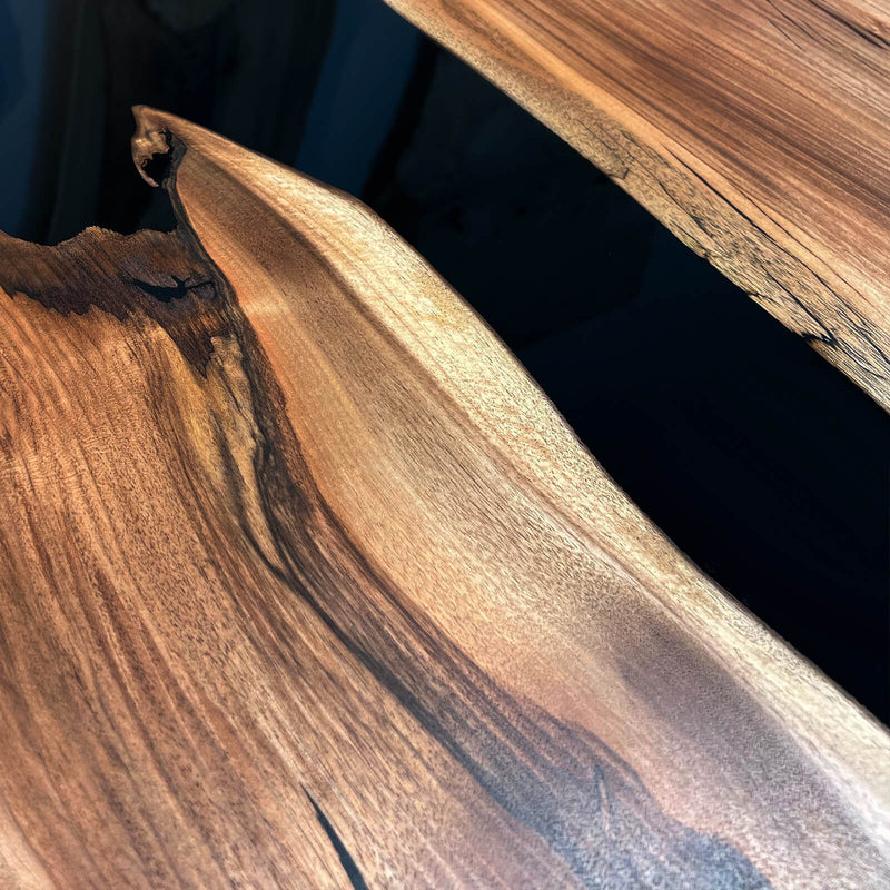 Custom Walnut Epoxy Resin River Table Black Resin WRT-05