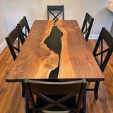 Custom Walnut Epoxy Resin River Table Black Resin WRT-13
