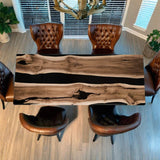 Custom Walnut Epoxy Resin River Table Black Resin WRT-12