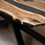 Custom Walnut Epoxy Resin River Table Black Resin WRT-12