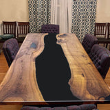 Custom Walnut Epoxy Resin River Table Black Resin WRT-11