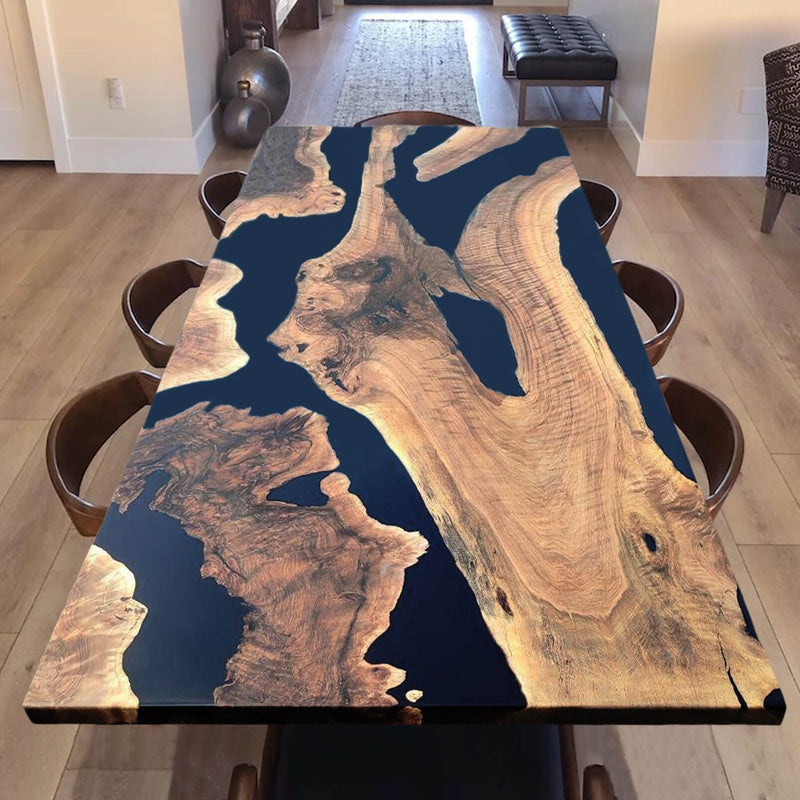 Custom Walnut Epoxy Resin River Table Black Resin WRT-10
