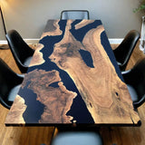 Custom Walnut Epoxy Resin River Table Black Resin WRT-10
