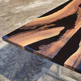 Custom Walnut Epoxy Resin River Table Black Resin WRT-10