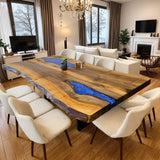 Custom Walnut Epoxy Resin River Table Blue Resin WRT-01