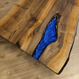 Custom Walnut Epoxy Resin River Table Blue Resin WRT-01