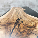 Custom Walnut Epoxy Resin River Table Black Resin WRT-08