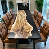 Custom Walnut Epoxy Resin River Table Black Resin WRT-08