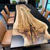 Custom Walnut Epoxy Resin River Table Black Resin WRT-08