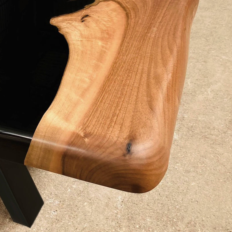 Custom Walnut Epoxy Resin River Table Black Resin WRT-06