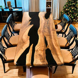 Custom Walnut Epoxy Resin River Table Black Resin WRT-06