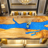 Custom Walnut Epoxy Resin River Table Ocean Blue Resin WRT-18
