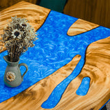 Custom Walnut Epoxy Resin River Table Ocean Blue Resin WRT-18