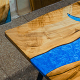 Custom Walnut Epoxy Resin River Table Ocean Blue Resin WRT-18