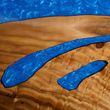 Custom Walnut Epoxy Resin River Table Ocean Blue Resin WRT-18
