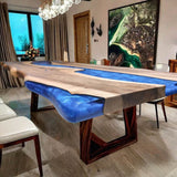Custom Walnut Epoxy Resin River Table Blue Pearl WRT-55