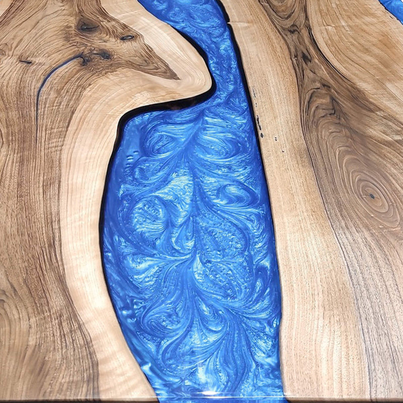 Custom Walnut Epoxy Resin River Table Blue Pearl WRT-55