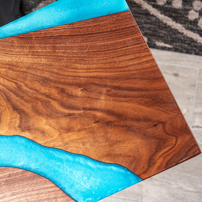 Custom Walnut Epoxy Resin River Table Blue Resin WRT-34