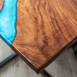 Custom Walnut Epoxy Resin River Table Blue Resin WRT-34
