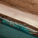 Custom Walnut Epoxy Resin River Table Blue Resin WRT-17