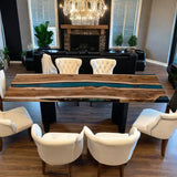 Custom Walnut Epoxy Resin River Table Blue Resin WRT-17