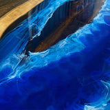Custom Walnut Epoxy Resin River Table Blue Waves WRT-51