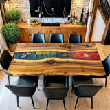 Custom Walnut Epoxy Resin River Table Colorful Resin WRT-27