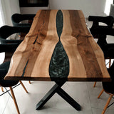Custom Walnut Epoxy Resin River Table Graphite Gray WRT-56