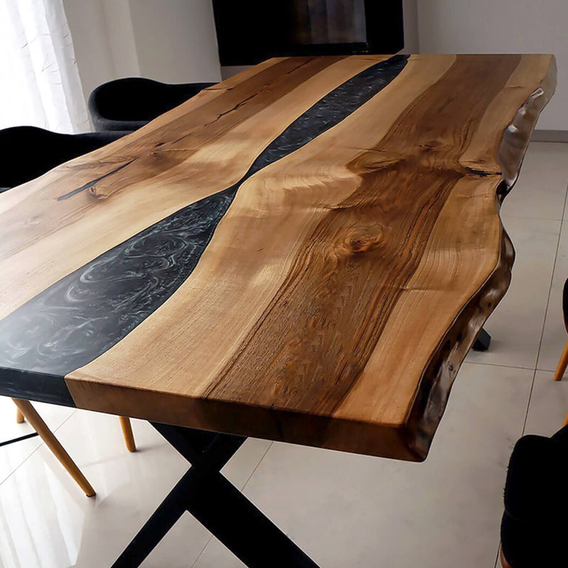 Custom Walnut Epoxy Resin River Table Graphite Gray WRT-56